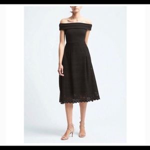 Black Midi Off the Shoulder Dress